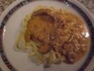 * Hauptgericht * Rahmschnitzel auf Nudelnest - Rezept