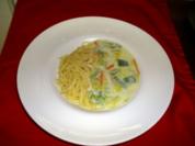 Rahmlauch mit Bergkäse auf Nudeln - Rezept
