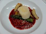 Jakobsmuschel in Hanföl auf Rotein Risotto mit grünem Spargel und Artiscockenherzn - Rezept