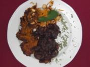 Straußen-Feigen-Pflaumen-Gulasch an Butternut-Süßkartoffel-Bratlingen und - Rezept