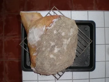 1. Langzeitprojekt Schweinekeule in der Asche gereift - Rezept