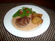 Rinderfilet mit Zuckerschoten und Rösti - Rezept
