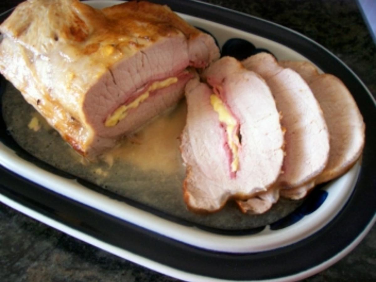 FLEISCH: Kotelett Braten gefüllt mit Kräutern, Käse und Schinken ...