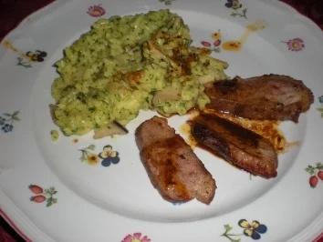 Pilzrisotto mit schnell gebratener Ente - Rezept