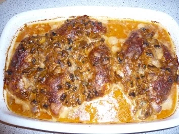 Hähnchenschenkel in Tomatensahne - Rezept