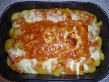 Rezept: Hähnchen im Kartoffelreigen Hähnchen im Kartoffelreigen - Rezept