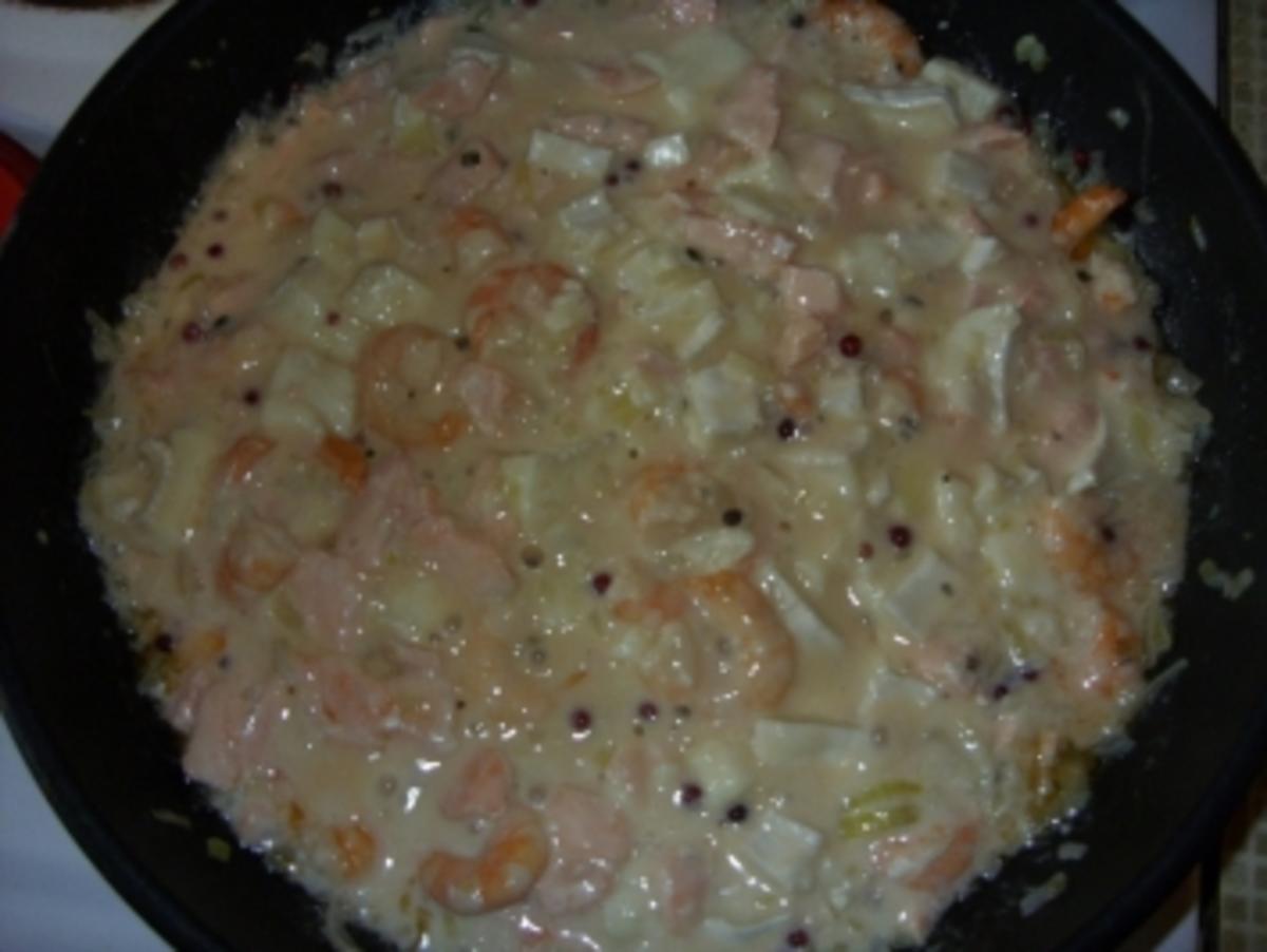 Garnelen-Lachs-Sahnesoße mit Spaghetti - Rezept - Bild Nr. 5