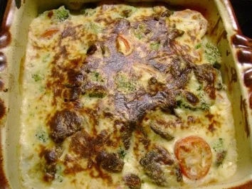 Rezept: Fisch : Rotbarschfilet mit Broccoli und Austernpilze überbacken Bild Nr. 6 Fisch : Rotbarschfilet mit Broccoli und Austernpilze überbacken - Rezept - Bild Nr. 6