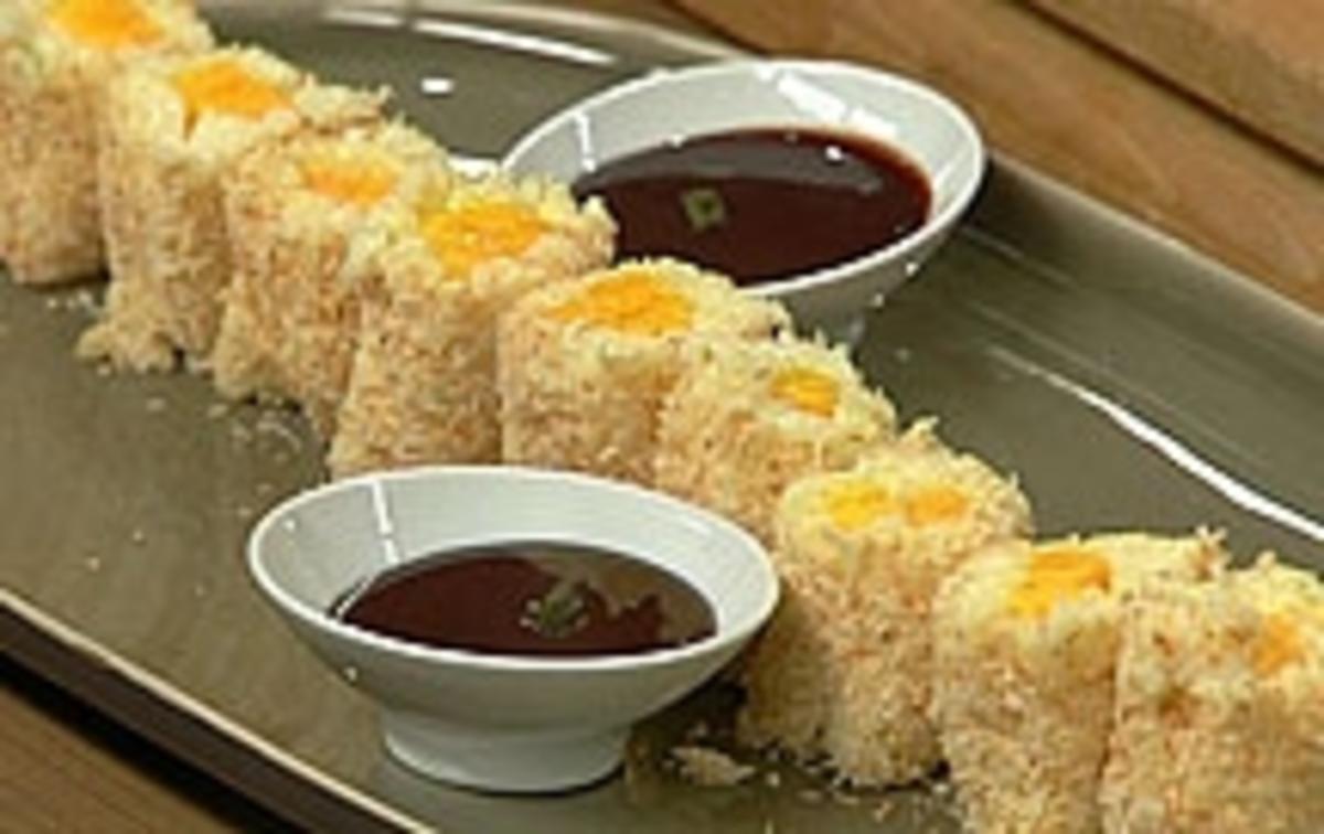 Süßes Sushi mit Mango und "Shoko Wasabi" - Rezept