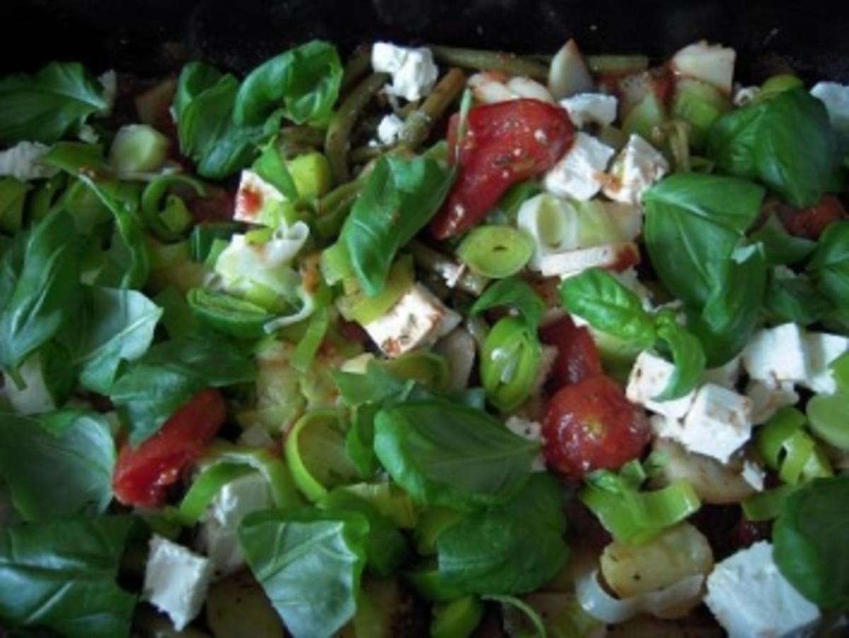 Bilder für Kassler mit grünen Bohnen und Tomaten aus dem Backofen - Rezept