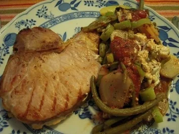 Kassler mit grünen Bohnen und Tomaten aus dem Backofen - Rezept - Bild Nr. 5