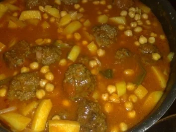 Rezept: Hackbällchen-Kartoffel-Kichererbsenpfanne Hackbällchen-Kartoffel-Kichererbsenpfanne - Rezept