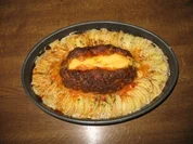 Hackbraten auf Kartoffelgratin - Rezept