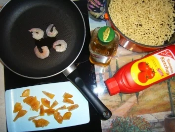 Nudeln-Garnelen-Pfanne - Rezept