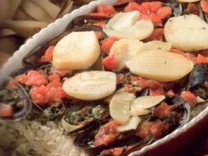 erster gang riso e cozze al forno auf unsere art apulien - Rezept