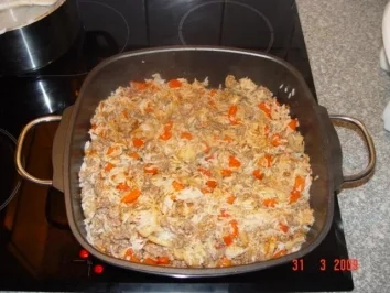 Hack-Reispfanne auf Pastete - Rezept - Bild Nr. 2