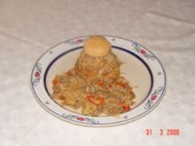 Hack-Reispfanne auf Pastete - Rezept