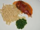 Gefüllte Hähnchenbrust in Marsalasoße auf Gorgonzolaspinat und Spätzle - Rezept