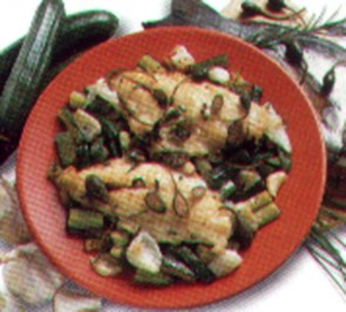 fisch goldbrasse mit zucchini zwiebeln - Rezept