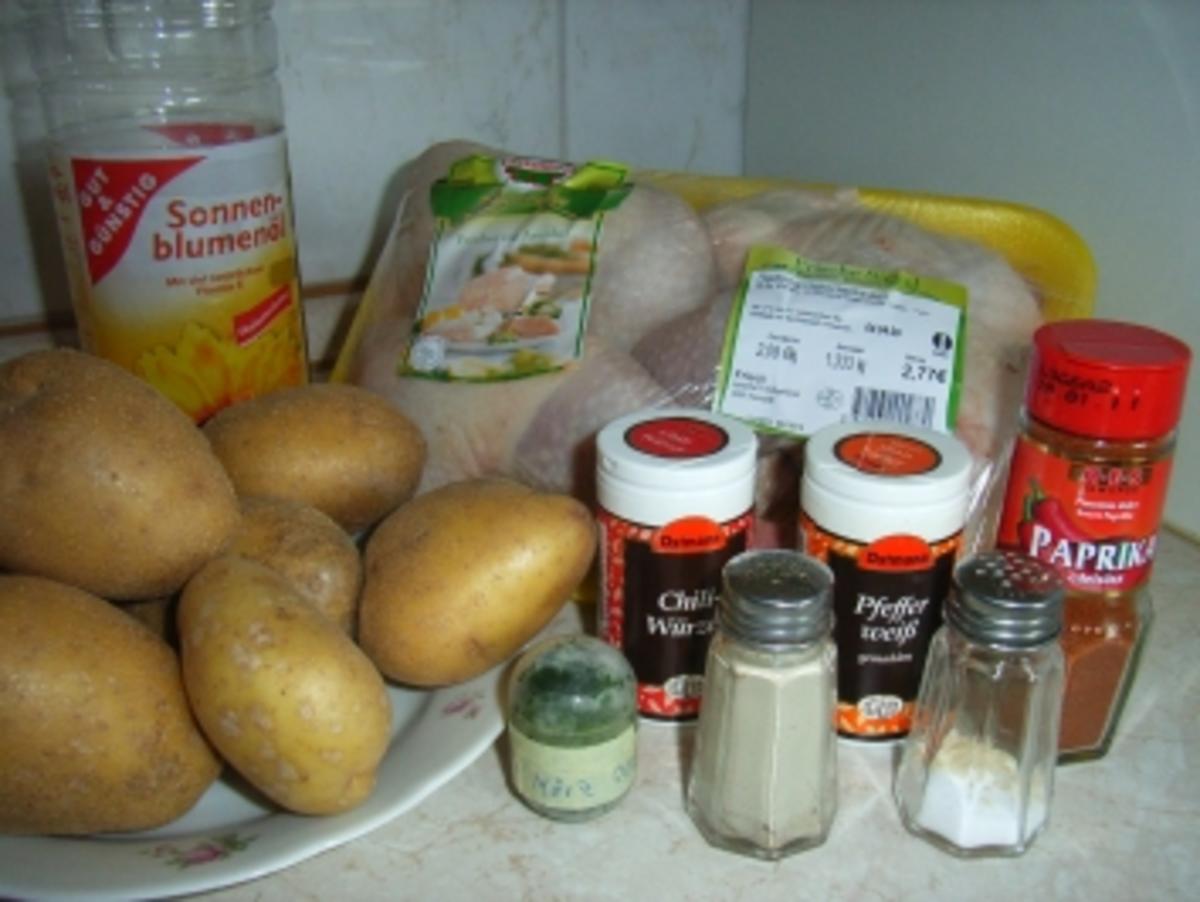 Hähnchenkeule in roter Lackkorsage an Bratkartoffelnspalten - Rezept - Bild Nr. 2