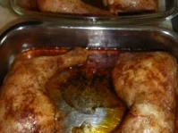 Rezept: Hähnchenkeule in roter Lackkorsage an Bratkartoffelnspalten Bild Nr. 8 Hähnchenkeule in roter Lackkorsage an Bratkartoffelnspalten - Rezept - Bild Nr. 8