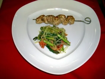 Rezept: Hühnerbrustspieße mit Senf & Ingwer Hühnerbrustspieße mit Senf & Ingwer - Rezept