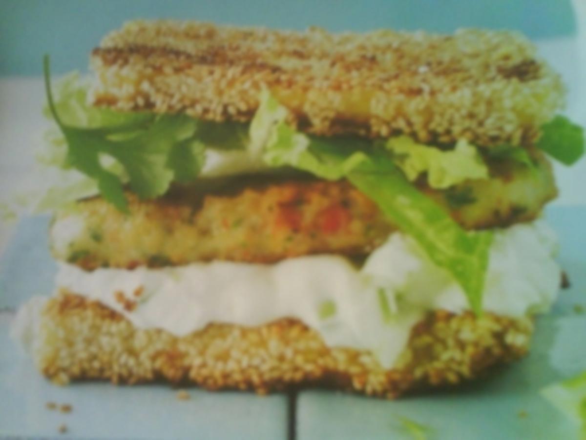 Bilder für Sesamtoast-Shrimps-Burger - Rezept