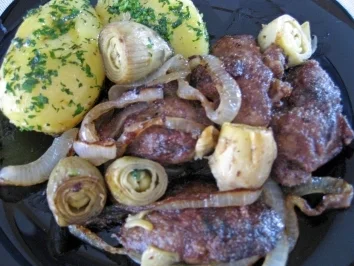 Rezept: Hühnerleber mit Baby-Artischocken und Zwiebeln Bild Nr. 2 Hühnerleber mit Baby-Artischocken und Zwiebeln - Rezept - Bild Nr. 2