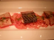 Makrele mariniert mit Tequila und Limettensaft auf Fenchel und Granatapfel - Rezept