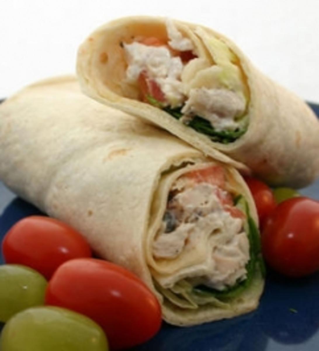 Bilder für Power-Wraps - Tortilla-Wraps mit Hühnchen und Joghurt - Rezept