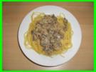 Champignon-Sahnesosse auf Spaghettinest - Rezept