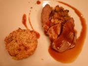 Gebratene Lammkeule an überbackenen Limabohnen mit Parmesan - Rezept