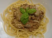 Bucatini mit Filetspitzen in Steinpilzrahm - Rezept