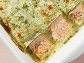 Rezept: Lachs-Cannelloni an Käse-Rahm-Sauce Lachs-Cannelloni an Käse-Rahm-Sauce - Rezept