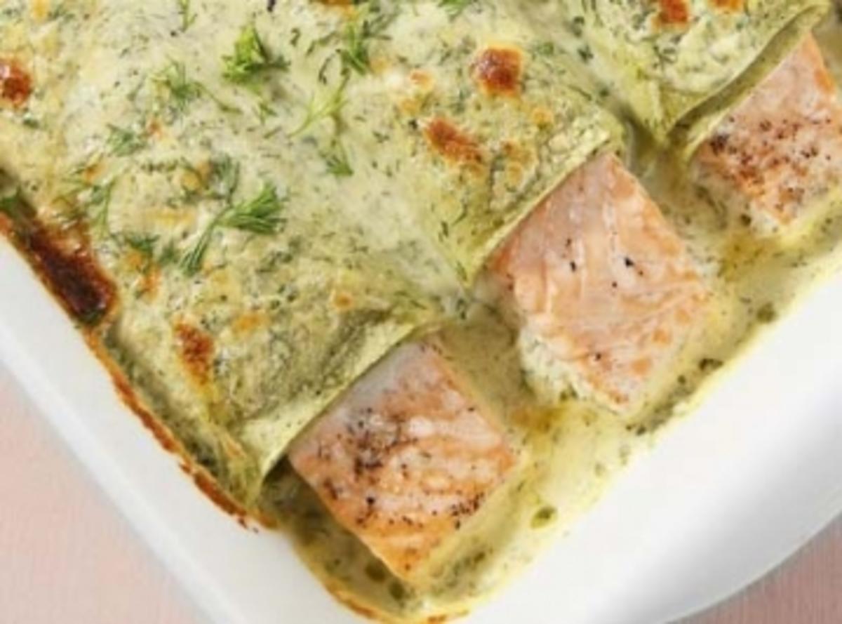 Bilder für Lachs-Cannelloni an Käse-Rahm-Sauce - Rezept