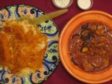 Persisches Reisgericht mit Auberginen-Lamm-Soße - Rezept