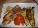 Rippchen mit gebratenen Auberginen und Tomaten - Rezept
