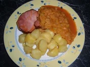 Kürbiskoch, Gselchtes und Kartoffeln - Rezept