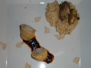 Kaninchencannelloni mit Pflaumen auf Steinpilzrisotto - Rezept