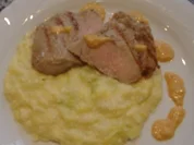 Kartoffel-Spitzkohl-Pürree mit Kalbsschnitte - Rezept