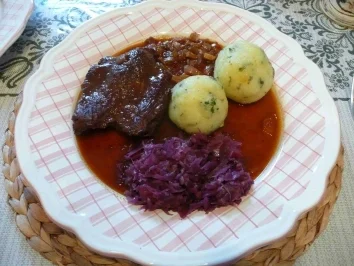 Rezept: Rind : Schnitzel vom Rind in Rotweinsoße Rind : Schnitzel vom Rind in Rotweinsoße - Rezept