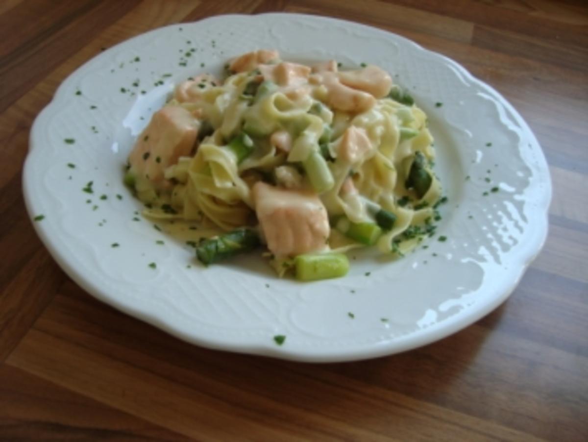 Mairezept Bandnudeln Mit Lachs Und Spargel Rezept Kochbar De