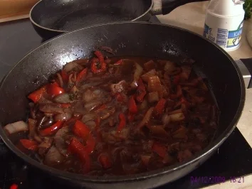 Paprika-Pilz-Zwiebel-Gemüse - Rezept