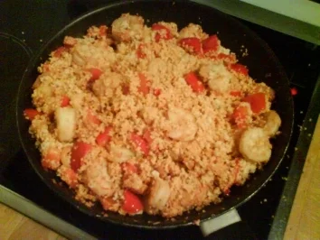 Couscous mit Gambas an Limetten-Joghurt-Sauce - Rezept - Bild Nr. 4