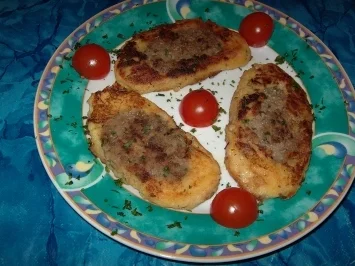 Rezept: Hackplätzchen im Kartoffelteig Hackplätzchen im Kartoffelteig - Rezept