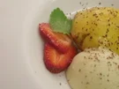 Schokoladen-Tonkabohnen-Mousse mit gebackenem Pfirsich - Rezept