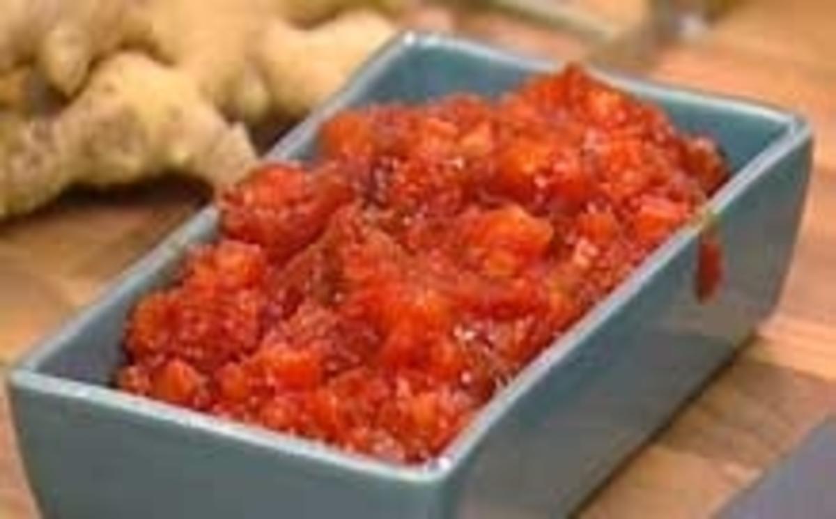 Bilder für Tomatenmarmelade mit Chilli grün und Tomaten - Rezept