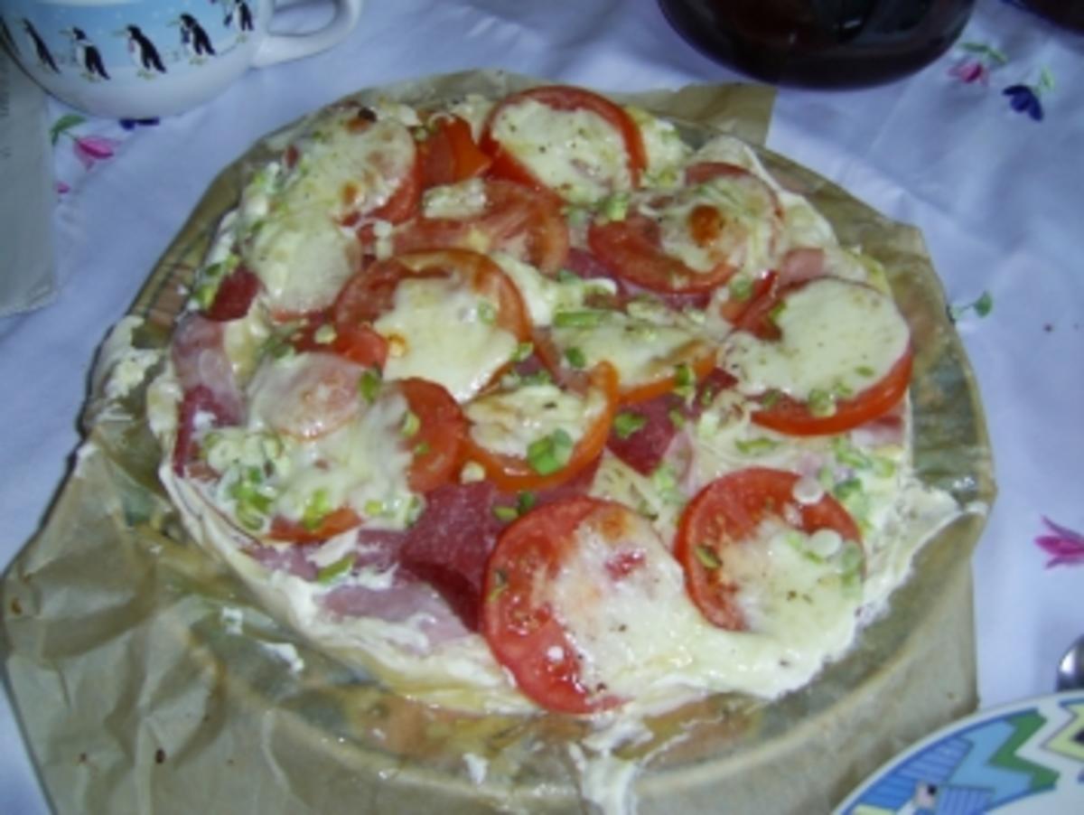 Spaghettipizza mit Salami - Rezept