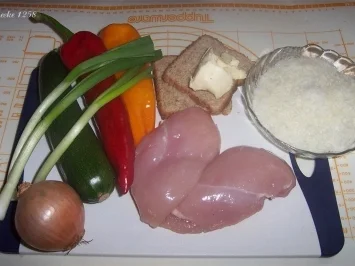 Hähnchenbrust mit Parmesankruste, Pfannengemüse und Reis - Rezept - Bild Nr. 2