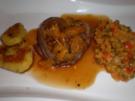 Rindertournedos im Baconmantel mit Orangenpfeffersoße und Kartoffeln - Rezept
